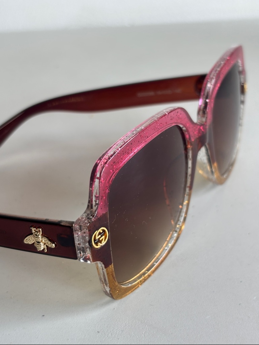 Gucci Women’s Pink to Gold Ombre Square Sunglasses - Picture 7 of 8